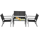 4 PCS Patio Furniture Set Sofa Coffee Table Steel Frame Garden-Gray by LJGDeals