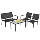 4 PCS Patio Furniture Set Sofa Coffee Table Steel Frame Garden-Gray by LJGDeals