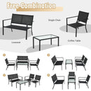 4 PCS Patio Furniture Set Sofa Coffee Table Steel Frame Garden-Gray by LJGDeals
