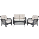 4 Pieces Patio Wicker Furniture Set Loveseat Sofa Coffee Table with Cushion-Beige by LJGDeals