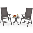 2 Pieces Patio Folding Dining Chairs Aluminium Adjustable Back-Gray by LJGDeals