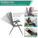 2 Pieces Patio Folding Dining Chairs Aluminium Adjustable Back-Gray by LJGDeals