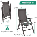 2 Pieces Patio Folding Dining Chairs Aluminium Adjustable Back-Gray by LJGDeals