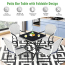 Patio Folding Square Dining Table with Aluminum Frame and Tempered Glass top by LJGDeals