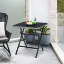 Patio Folding Square Dining Table with Aluminum Frame and Tempered Glass top by LJGDeals