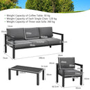 4 Pieces Outdoor Furniture Set for Backyard and Poolside-Gray by LJGDeals