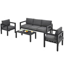 4 Pieces Outdoor Furniture Set for Backyard and Poolside-Gray by LJGDeals