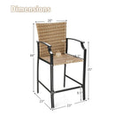 Patio Rattan Bar Stools Set of 4 with Soft Cushions by LJGDeals