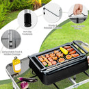 Aluminum Grill Table with Iron Mesh Top-Silver by LJGDeals
