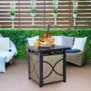 25 Inch 40000 BTU Propane Fire Pit Table with Lid and Fire Glass by LJGDeals