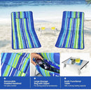 3 Pieces Beach Lounge Chair Mat Set 2 Adjustable Lounge Chairs with Table Stripe by LJGDeals
