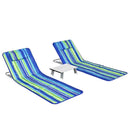 3 Pieces Beach Lounge Chair Mat Set 2 Adjustable Lounge Chairs with Table Stripe by LJGDeals