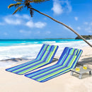 3 Pieces Beach Lounge Chair Mat Set 2 Adjustable Lounge Chairs with Table Stripe by LJGDeals