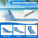 3 Pieces Beach Lounge Chair Mat Set 2 Adjustable Lounge Chairs with Table Stripe-Stripe