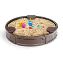 Sandbox with Built-in Corner Seat and Cover-Brown by LJGDeals