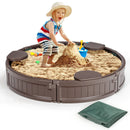 Sandbox with Built-in Corner Seat and Cover-Brown by LJGDeals