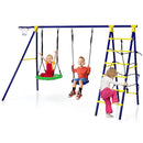 5-In-1 Outdoor Kids Swing Set with A-Shaped Metal Frame and Ground Stake by LJGDeals