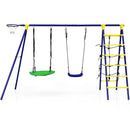 5-In-1 Outdoor Kids Swing Set with A-Shaped Metal Frame and Ground Stake by LJGDeals