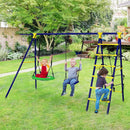 5-In-1 Outdoor Kids Swing Set with A-Shaped Metal Frame and Ground Stake by LJGDeals