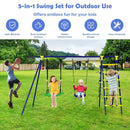 5-In-1 Outdoor Kids Swing Set with A-Shaped Metal Frame and Ground Stake by LJGDeals