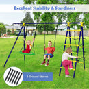 5-In-1 Outdoor Kids Swing Set with A-Shaped Metal Frame and Ground Stake by LJGDeals