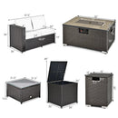 6 Pieces Outdoor Wicker Furniture Set with 32 Inch Propane Fire Pit Table by LJGDeals