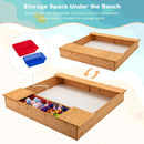 Kids Wooden Sandbox with Bench Seats and Storage Boxes by LJGDeals