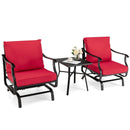 3 Piece Patio Rocking Chair Set with Coffee Table-Red by LJGDeals