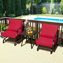 3 Piece Patio Rocking Chair Set with Coffee Table-Red by LJGDeals