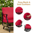 3 Piece Patio Rocking Chair Set with Coffee Table-Red by LJGDeals