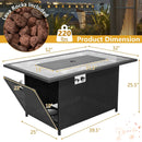 52 Inch Rattan Wicker Propane Fire Pit Table with Rain Cover and Lava Rock-Black by LJGDeals