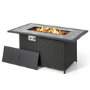 52 Inch Rattan Wicker Propane Fire Pit Table with Rain Cover and Lava Rock-Black by LJGDeals