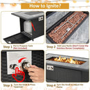 52 Inch Rattan Wicker Propane Fire Pit Table with Rain Cover and Lava Rock-Black by LJGDeals