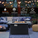 52 Inch Rattan Wicker Propane Fire Pit Table with Rain Cover and Lava Rock-Black by LJGDeals