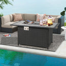 52 Inch Rattan Wicker Propane Fire Pit Table with Rain Cover and Lava Rock-Black by LJGDeals