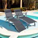 Outdoor Aluminum Chaise Lounge Chair with Quick-Drying Fabric by LJGDeals