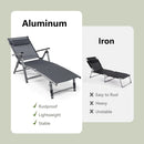 Outdoor Aluminum Chaise Lounge Chair with Quick-Drying Fabric by LJGDeals