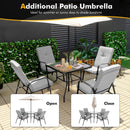 6 Pieces Patio Dining Set with Umbrella and Stackable Cushioned Chairs by LJGDeals