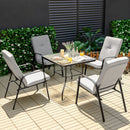 6 Pieces Patio Dining Set with Umbrella and Stackable Cushioned Chairs by LJGDeals