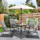6 Pieces Patio Dining Set with Umbrella and Stackable Cushioned Chairs by LJGDeals