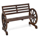 2-Person Outdoor Wooden Wagon Wheel Garden Bench-Brown by LJGDeals