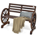 2-Person Outdoor Wooden Wagon Wheel Garden Bench-Brown by LJGDeals
