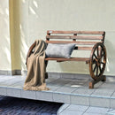 2-Person Outdoor Wooden Wagon Wheel Garden Bench-Brown by LJGDeals