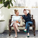 2-Person Outdoor Wooden Wagon Wheel Garden Bench-Brown by LJGDeals