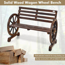 2-Person Outdoor Wooden Wagon Wheel Garden Bench-Brown by LJGDeals