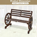 2-Person Outdoor Wooden Wagon Wheel Garden Bench-Brown by LJGDeals
