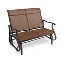 2-Person Patio Glider Bench with High Back and Curved Armrests-Brown by LJGDeals