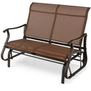 2-Person Patio Glider Bench with High Back and Curved Armrests-Brown by LJGDeals