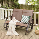2-Person Patio Glider Bench with High Back and Curved Armrests-Brown by LJGDeals