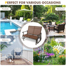 2-Person Patio Glider Bench with High Back and Curved Armrests-Brown by LJGDeals